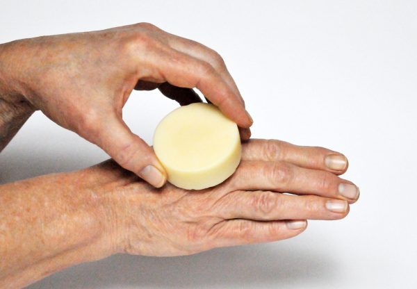 gentle lotion bar apply to back hands
